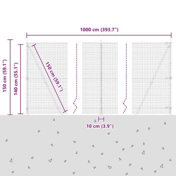 Zaunpfosten Grau 10 x 1,4 m (25 x 25 mm Netz) Stahl und PVC