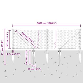 Sechseckzaun mit Pfosten 50 x 0,8 m PVC-beschichteter Stahl