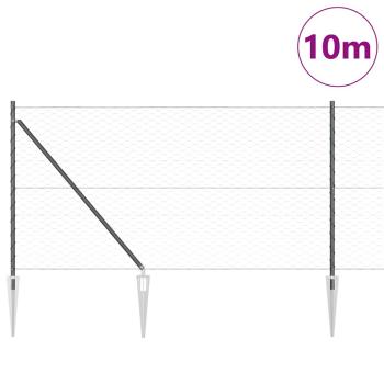 Sechseckzaun mit Pfosten 10 x 1 m PVC-beschichteter Stahl Grau