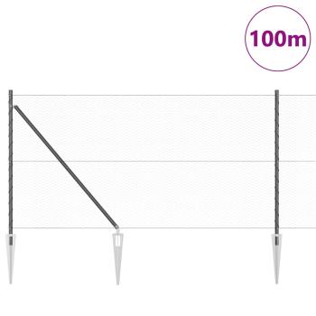 Sechseckzaun mit Pfosten 100 x 1 m PVC-beschichteter Stahl Grau