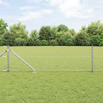 ARDEBO.de - Sechseckzaun mit Pfosten 10 x 0,6 m Verzinkter Stahl Silber