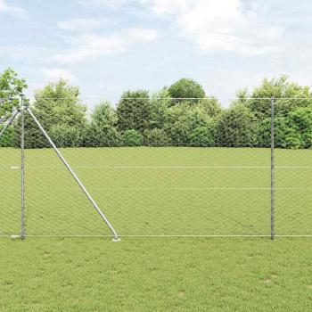 ARDEBO.de - Sechseckzaun mit Pfosten 10 x 1,6 m Verzinkter Stahl Silber