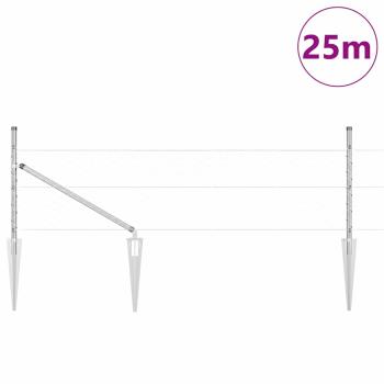 Sechseckzaun mit Pfosten 25 x 0,4 m Verzinkter Stahl Silber