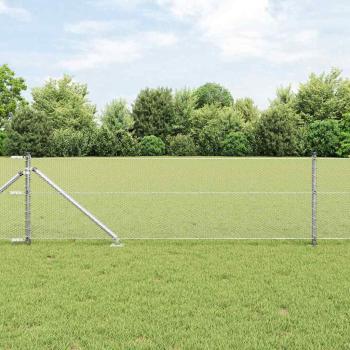 ARDEBO.de - Sechseckzaun mit Pfosten 25 x 0,6 m Verzinkter Stahl Silber