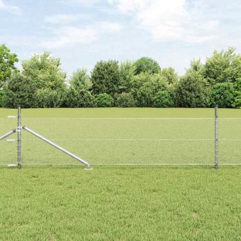 Sechseckzaun mit Pfosten 25 x 0,8 m Verzinkter Stahl Silber
