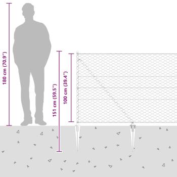 Sechseckiger Zaun mit Pfosten 25 x 1 m Verzinkter Stahl Silber