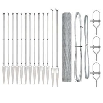 Sechseckzaun mit Pfosten 25 x 1,2 m Verzinkter Stahl Silber