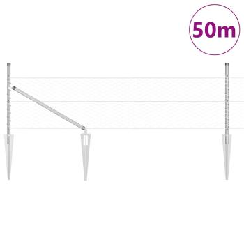 Sechseckzaun mit Pfosten 50 x 0,4 m Verzinkter Stahl Silber