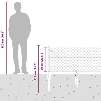 Sechseckzaun mit Pfosten 50 x 0,6 m Verzinkter Stahl Silber