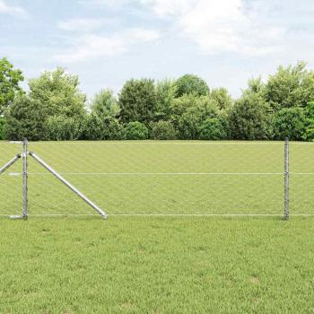 Sechseckzaun mit Pfosten 50 x 0,6 m Verzinkter Stahl Silber