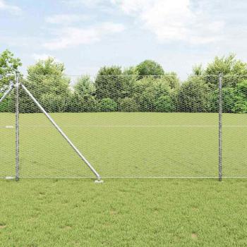 ARDEBO.de - Sechseckzaun mit Pfosten 50 x 1 m Verzinkter Stahl Silber Netz