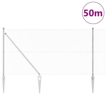 Sechseckzaun mit Pfosten 50 x 1,2 m Verzinkter Stahl Silber