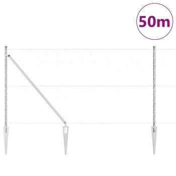 Sechseckzaun mit Pfosten 50 x 1,2 m Verzinkter Stahl Silber