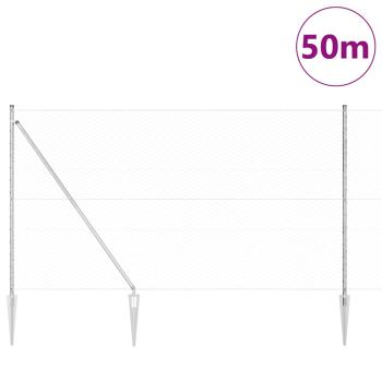 Sechseckzaun mit Pfosten 50 x 1,6 m Verzinkter Stahl Silber