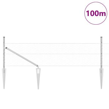 Sechseckzaun mit Pfosten 100 x 0,4 m Verzinkter Stahl Silber