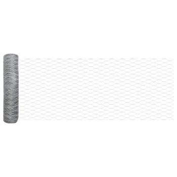 Sechseckzaun mit Pfosten 100 x 0,8 m Verzinkter Stahl Silber