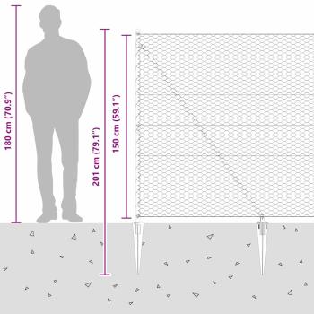 Sechseckzaun mit Pfosten 100 x 1,5 m Verzinkter Stahl Silber