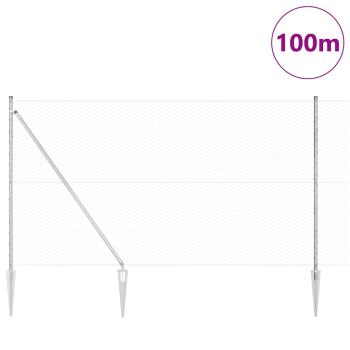 Sechseckzaun mit Pfosten 100 x 1,5 m Verzinkter Stahl Silber