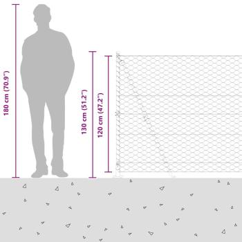 Sechseckiger Zaun mit Betonfundament 10 x 1,2 m Grün Netz