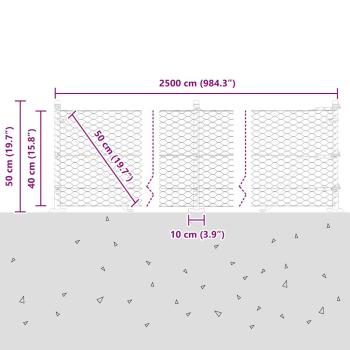 Sechseckzaun mit Betonsockel 25 x 0,4 m PVC-beschichteter Stahl