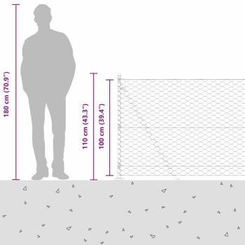 Sechseckiger Zaun mit Betonfundament 25 x 1 m Waldgrün Netz