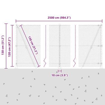 Sechseckzaun mit Betonsockel 25 x 1,2 m PVC-beschichteter Stahl