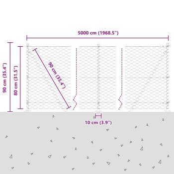 Sechseckzaun mit Betonsockel 50 x 0,8 m PVC-beschichteter Stahl