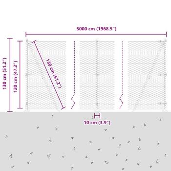 Sechseckzaun mit Betonsockel 50 x 1,2 m PVC-beschichteter Stahl