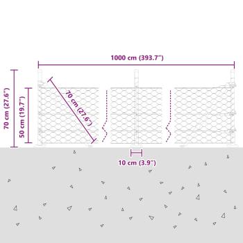 Sechseckzaun mit Betonsockel 10 x 0,5 m PVC-beschichteter Stahl