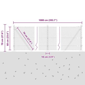 Sechseckzaun mit Betonsockel 10 x 0,6 m PVC-beschichteter Stahl