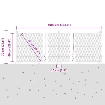 Sechseckzaun mit Betonsockel 10 x 0,6 m PVC-beschichteter Stahl