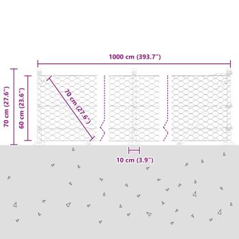 Sechseckzaun mit Betonsockel 10 x 0,6 m PVC-beschichteter Stahl
