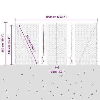 Sechseckzaun mit Betonsockel 10 x 1,4 m PVC-beschichteter Stahl