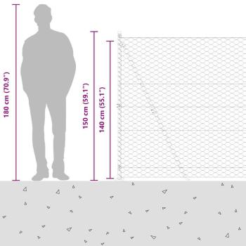 Sechseckzaun mit Betonsockel 10 x 1,4 m PVC-beschichteter Stahl