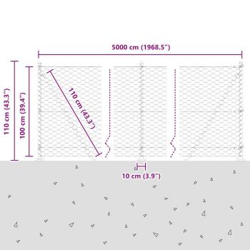 Sechseckzaun mit Betonsockel 50 x 1 m PVC-beschichteter Stahl