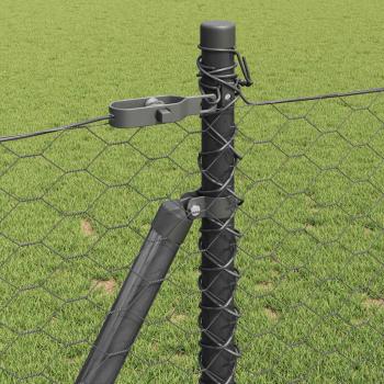 Sechseckzaun mit Betonsockel 100 x 0,8 m Grau Netz