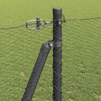 Sechseckzaun mit Betonsockel 100 x 1,2 m Grau Netz