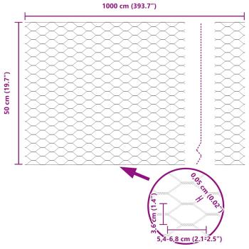 Sechseckzaun mit Betonsockel 10 x 0,5 m Verzinkter Stahl Silber