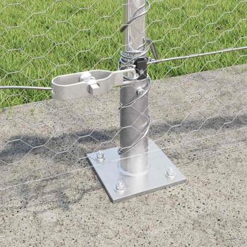 Sechseckzaun mit Betonsockel 10 x 0,6 m Verzinkter Stahl Silber