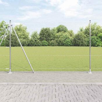ARDEBO.de - Sechseckzaun mit Betonsockel 10 x 1,6 m Verzinkter Stahl Silber