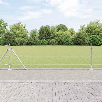 ARDEBO.de - Sechseckzaun mit Betonsockel 25 x 0,6 m Verzinkter Stahl Silber