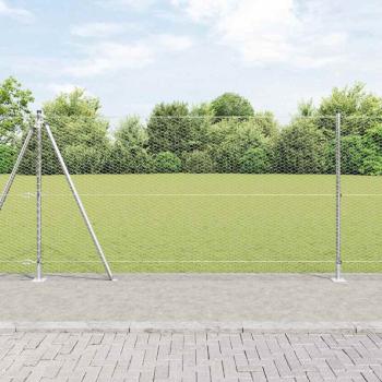 ARDEBO.de - Sechseckzaun mit Betonsockel 25 x 1,2 m Verzinkter Stahl Silber
