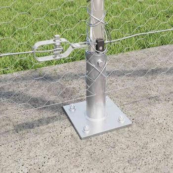 Sechseckzaun mit Betonsockel 25 x 1,2 m Verzinkter Stahl Silber