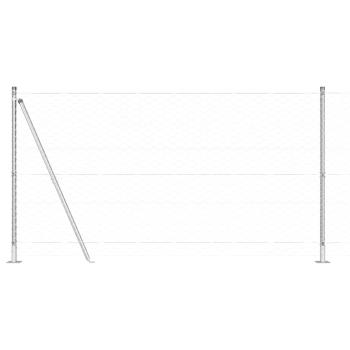 Sechseckiger Zaun mit Betonfundament 25 x 1,2 m Silber Netz