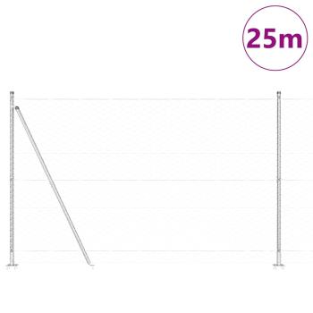 Sechseckzaun mit Betonsockel 25 x 1,6 m Verzinkter Stahl Silber