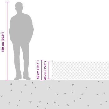 Sechseckiger Zaun mit Betonfundament 50 x 0,4 m Silber Netz