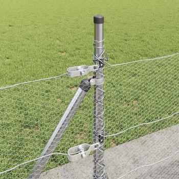 Sechseckzaun mit Betonsockel 50 x 0,6 m Verzinkter Stahl Silber