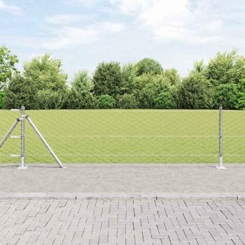 ARDEBO.de - Sechseckzaun mit Betonsockel 50 x 0,6 m Verzinkter Stahl Silber
