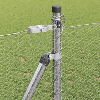 Sechseckzaun mit Betonsockel 50 x 1 m Verzinkter Stahl Silber