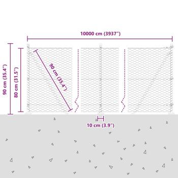 Sechseckzaun mit Betonsockel 100 x 0,8 m Verzinkter Stahl Netz